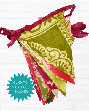 Saree Triangle Banner | Christmas - Asha Project Kantha - Saree - Handmade
