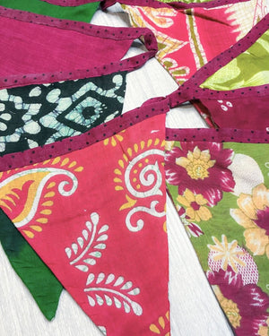 Saree Triangle Banner | Christmas - Asha Project Kantha - Saree - Handmade