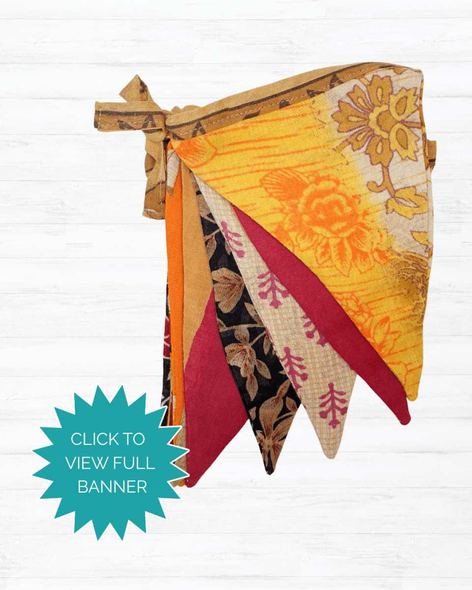 Saree Triangle Banner | Medium - Asha Project Kantha - Saree - Handmade