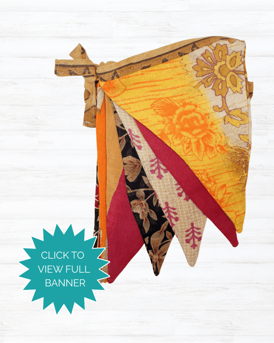 Saree Triangle Banner | Medium - Asha Project Kantha - Saree - Handmade