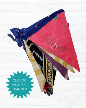 Saree Triangle Banner | Medium - Asha Project Kantha - Saree - Handmade
