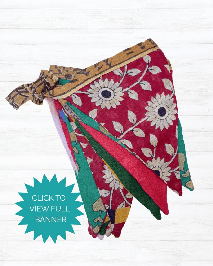 Saree Triangle Banner | Medium - Asha Project Kantha - Saree - Handmade