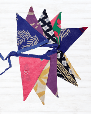 Saree Triangle Banner | Medium - Asha Project Kantha - Saree - Handmade