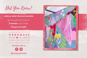 Saree Triangle Banner | Medium - Asha Project Kantha - Saree - Handmade