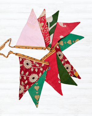 Saree Triangle Banner | Medium - Asha Project Kantha - Saree - Handmade