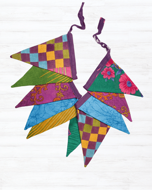 Saree Triangle Banner | Medium - Asha Project Kantha - Saree - Handmade