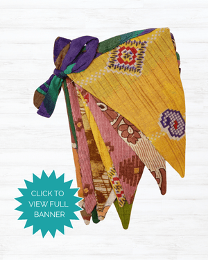Saree Triangle Banner | Medium - Asha Project Kantha - Saree - Handmade