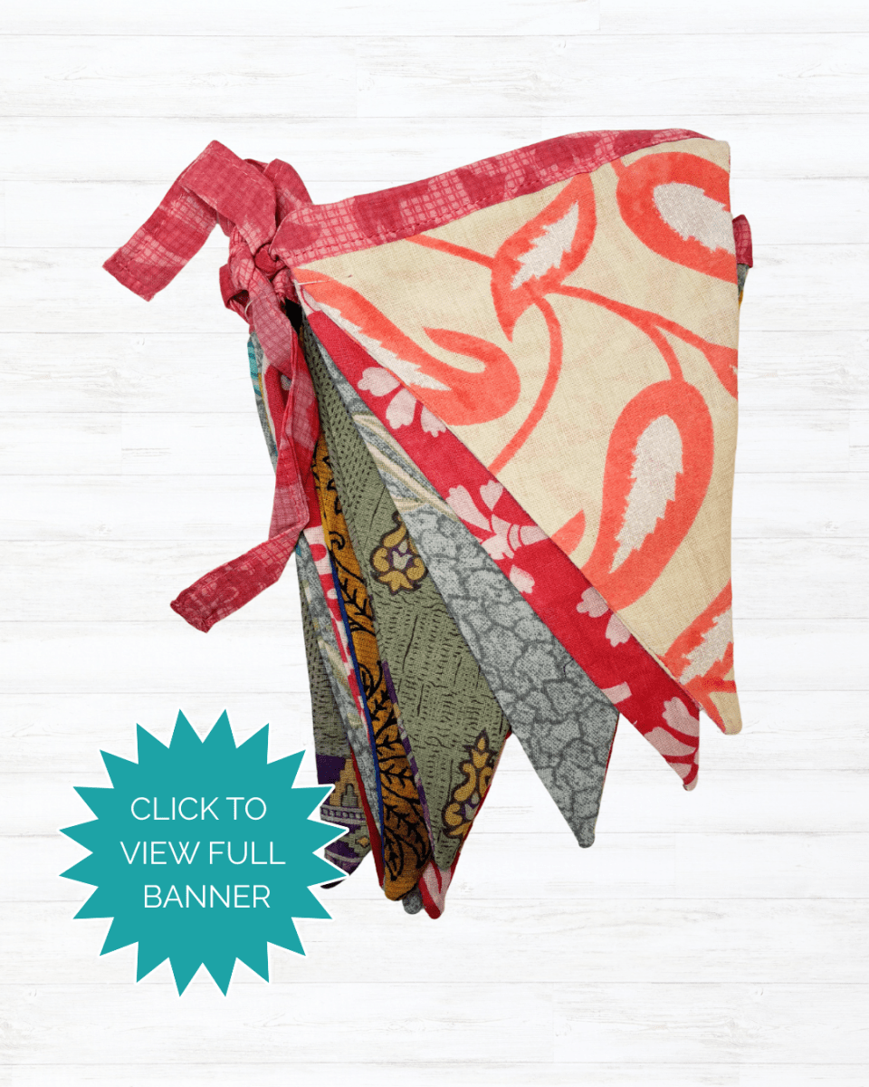 Saree Triangle Banner | Medium - Asha Project Kantha - Saree - Handmade