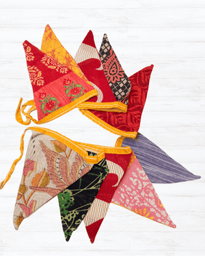 Saree Triangle Banner | Medium - Asha Project Kantha - Saree - Handmade