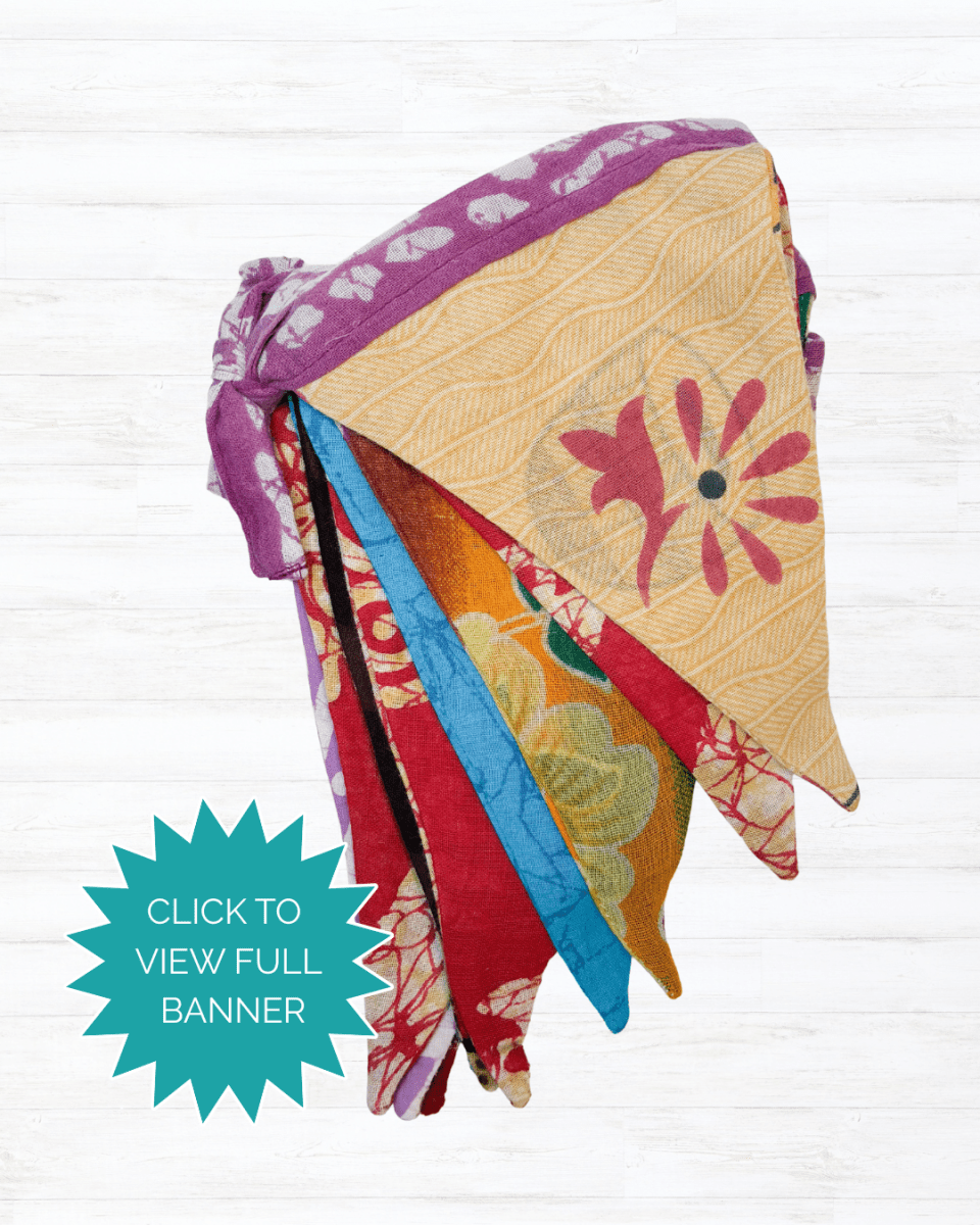 Saree Triangle Banner | Medium - Asha Project Kantha - Saree - Handmade