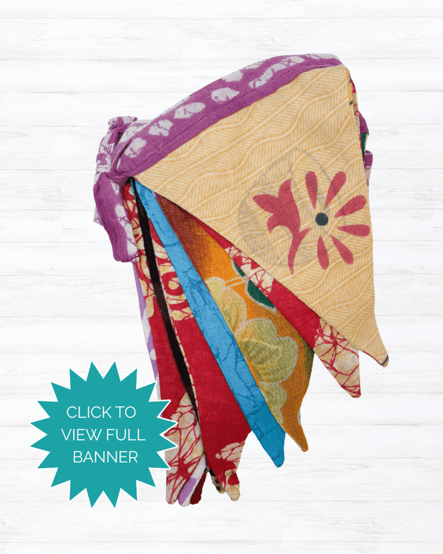 Saree Triangle Banner | Medium - Asha Project Kantha - Saree - Handmade