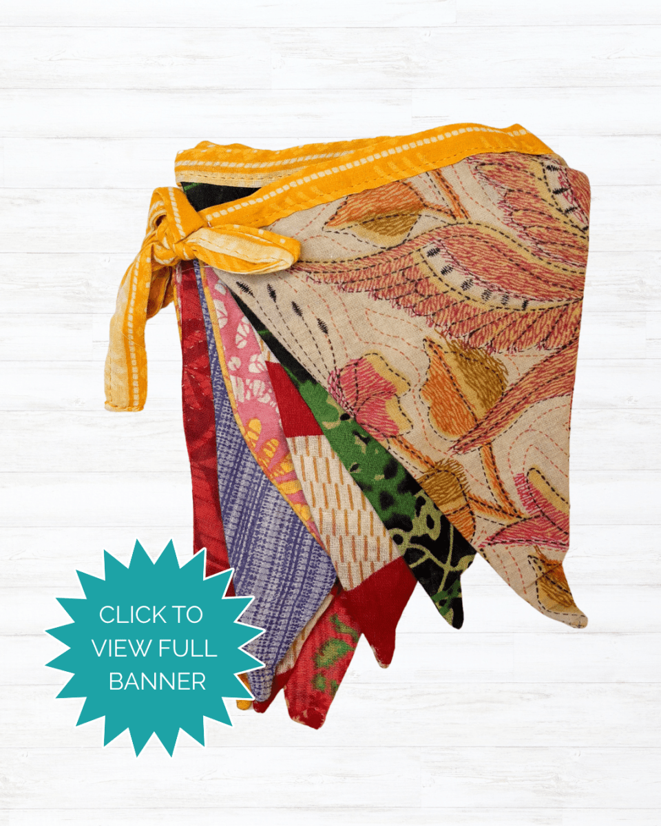Saree Triangle Banner | Medium - Asha Project Kantha - Saree - Handmade
