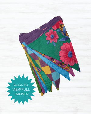 Saree Triangle Banner | Medium - Asha Project Kantha - Saree - Handmade