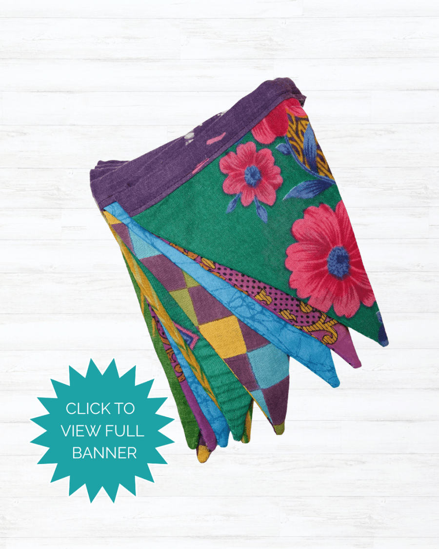 Saree Triangle Banner | Medium - Asha Project Kantha - Saree - Handmade