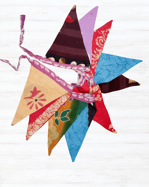 Saree Triangle Banner | Medium - Asha Project Kantha - Saree - Handmade