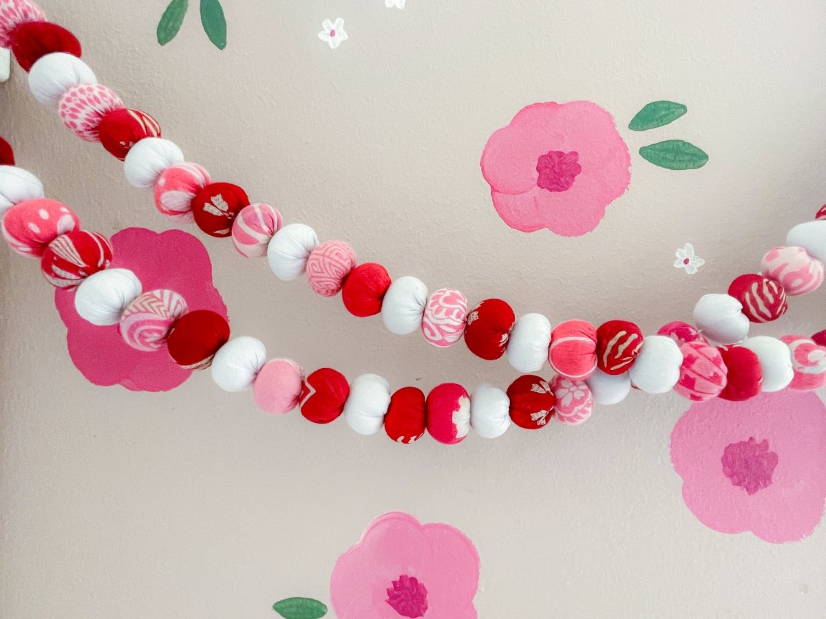 Valentine Saree Bead Garland | Red, Pink and White - Asha Project Kantha - Saree - Handmade