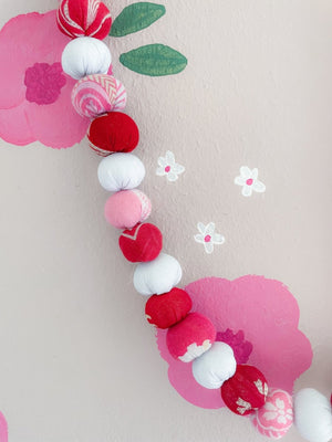 Valentine Saree Bead Garland | Red, Pink and White - Asha Project Kantha - Saree - Handmade