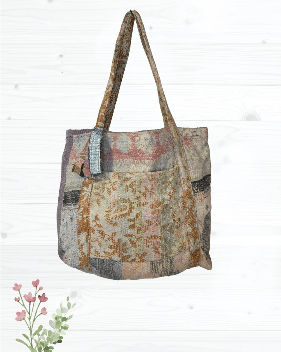 Vintage Kantha Bag - Asha Project Kantha - Saree - Handmade