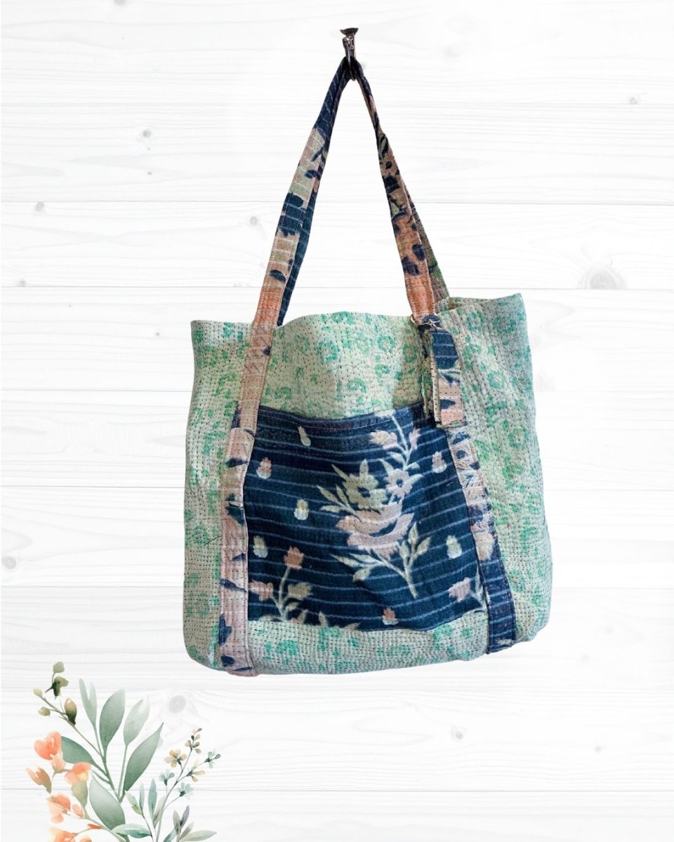 Vintage Kantha Bag - Asha Project Kantha - Saree - Handmade