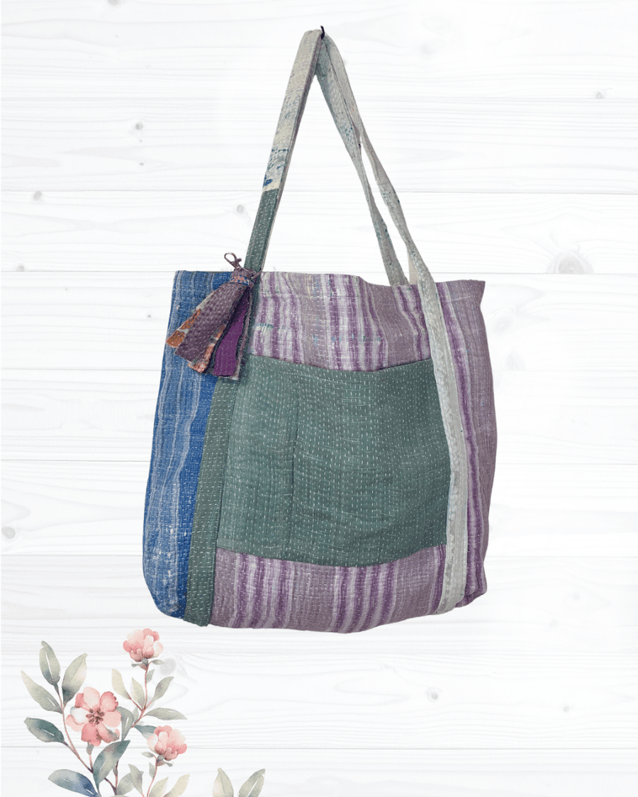Vintage Kantha Bag - Asha Project Kantha - Saree - Handmade
