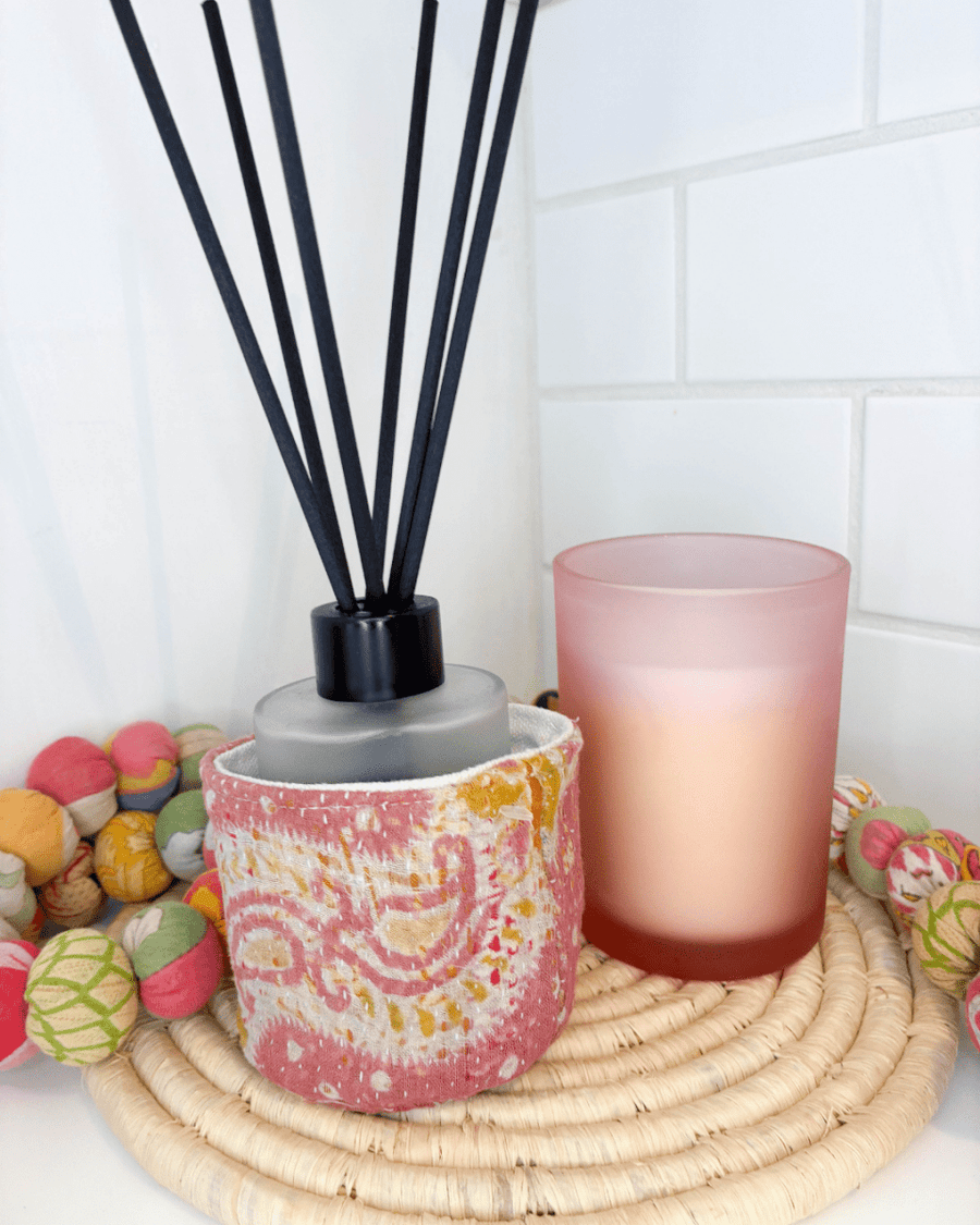 Vintage Kantha Basket | 3 in - Asha Project Kantha - Saree - Handmade