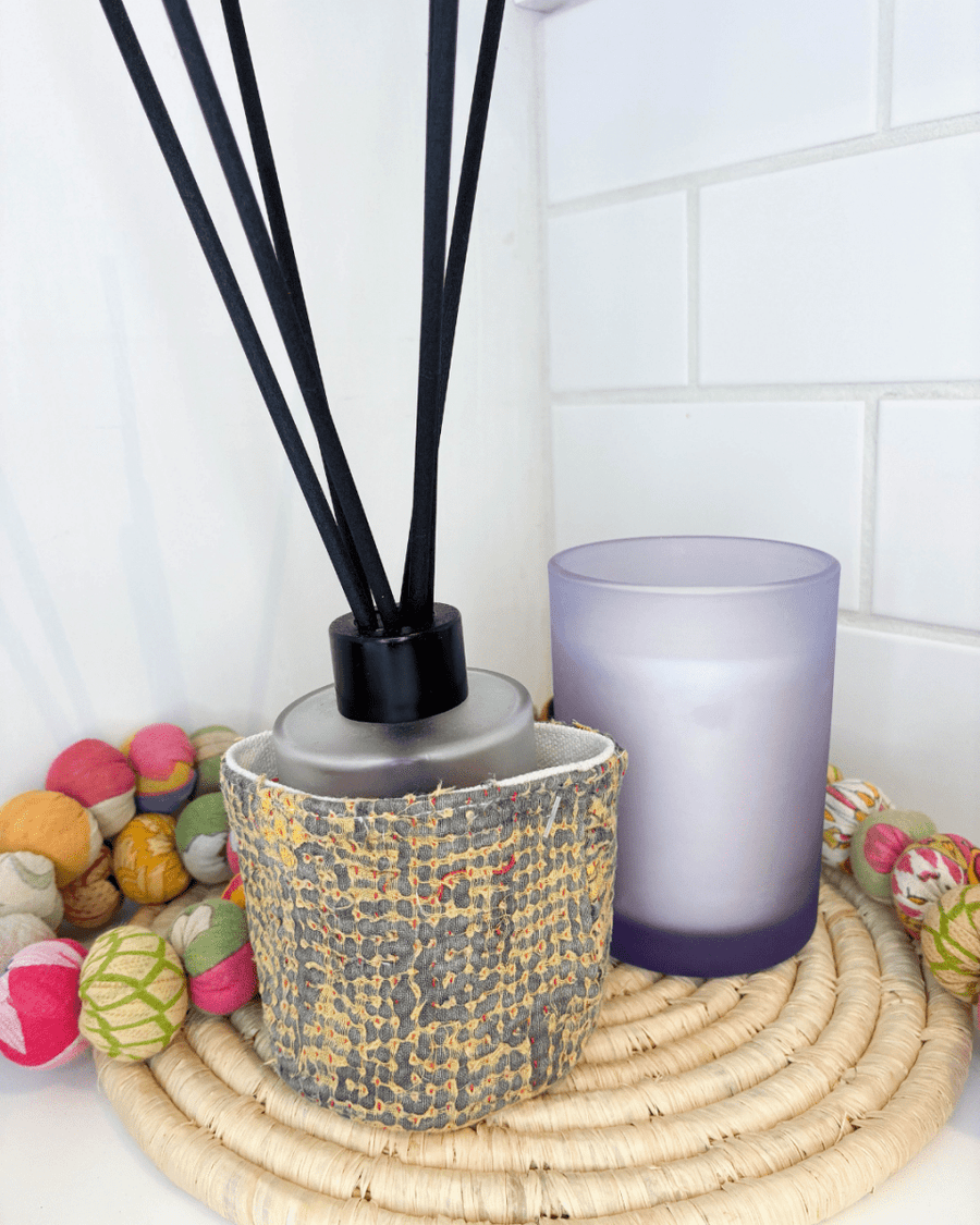 Vintage Kantha Basket | 3 in - Asha Project Kantha - Saree - Handmade