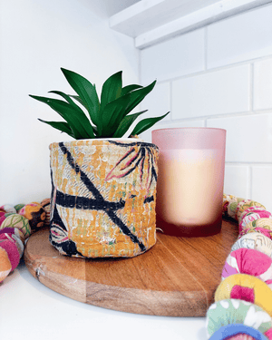 Vintage Kantha Basket | 4 in - Asha Project Kantha - Saree - Handmade