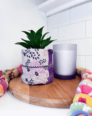 Vintage Kantha Basket | 4 in - Asha Project Kantha - Saree - Handmade