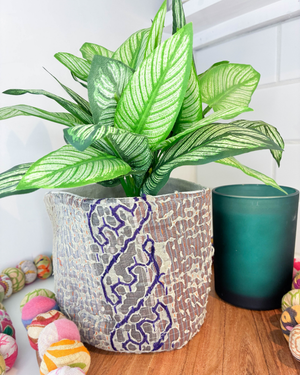 Vintage Kantha Basket | 5 in - Asha Project Kantha - Saree - Handmade