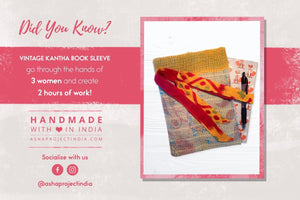 Vintage Kantha Book Sleeve - Asha Project Kantha - Saree - Handmade
