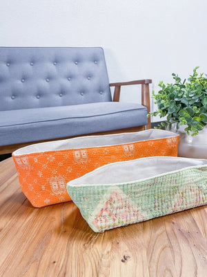 Vintage Kantha Bread Basket | Large - Asha Project Kantha - Saree - Handmade