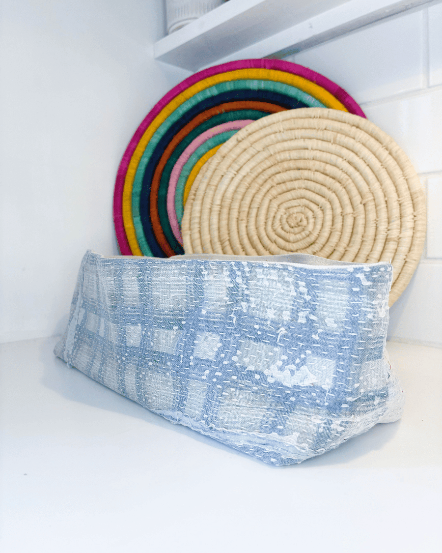 Vintage Kantha Bread Basket | Large - Asha Project Kantha - Saree - Handmade