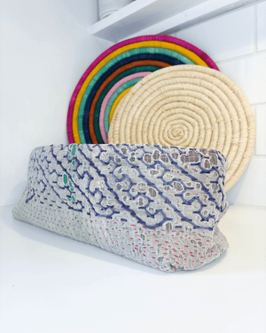 Vintage Kantha Bread Basket | Large - Asha Project Kantha - Saree - Handmade
