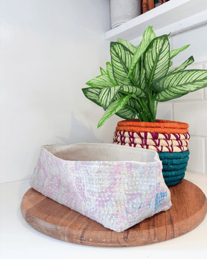 Vintage Kantha Bread Basket | Small - Asha Project Kantha - Saree - Handmade