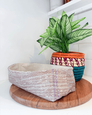 Vintage Kantha Bread Basket | Small - Asha Project Kantha - Saree - Handmade