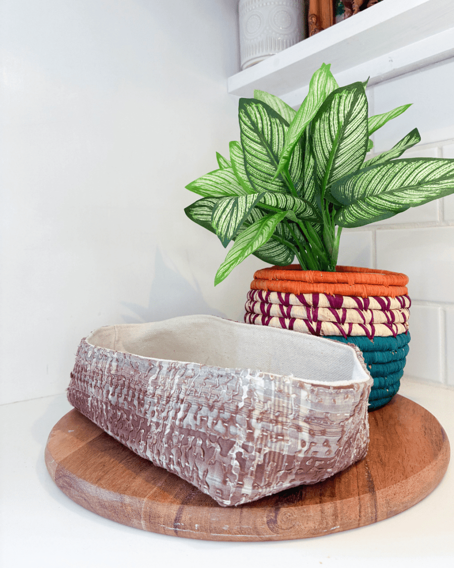 Vintage Kantha Bread Basket | Small - Asha Project Kantha - Saree - Handmade