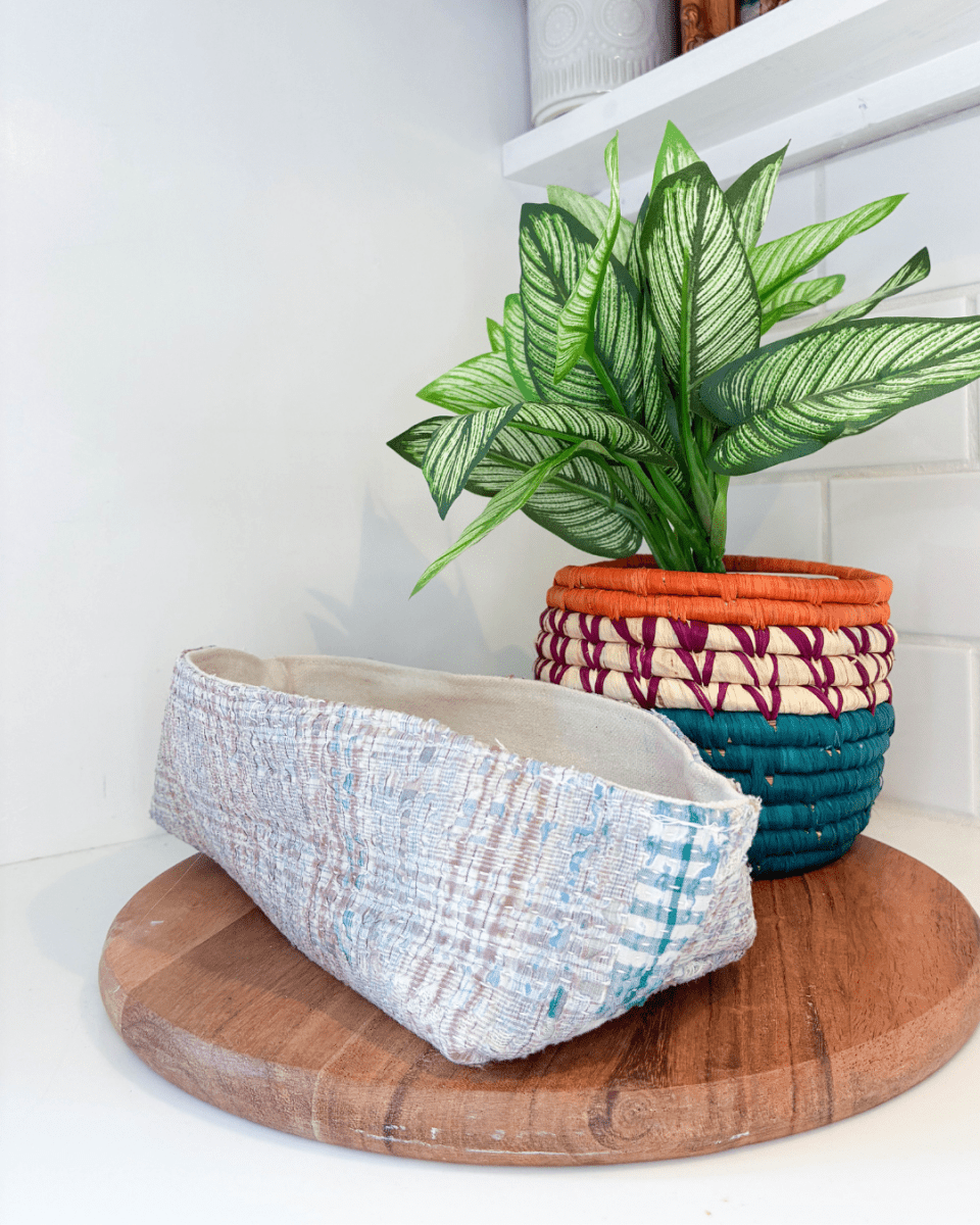 Vintage Kantha Bread Basket | Small - Asha Project Kantha - Saree - Handmade