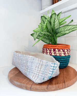 Vintage Kantha Bread Basket | Small - Asha Project Kantha - Saree - Handmade