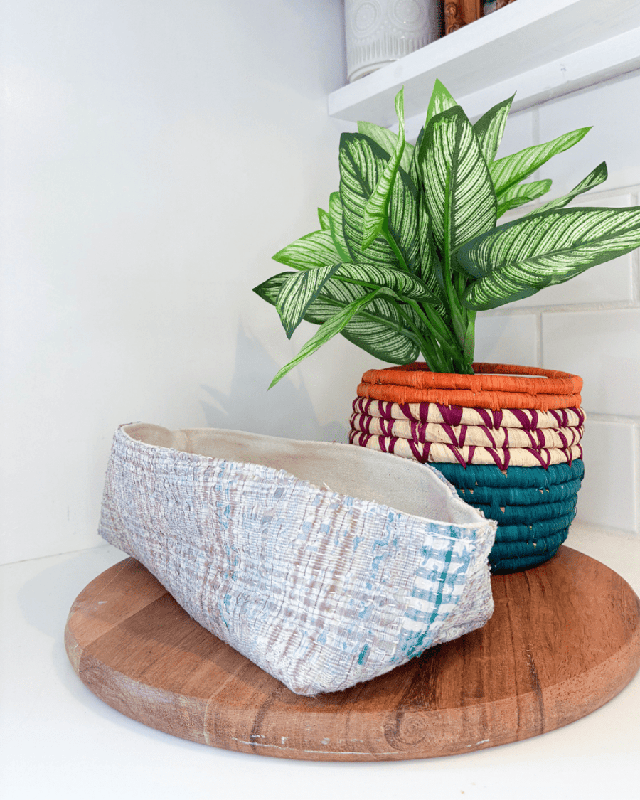 Vintage Kantha Bread Basket | Small - Asha Project Kantha - Saree - Handmade