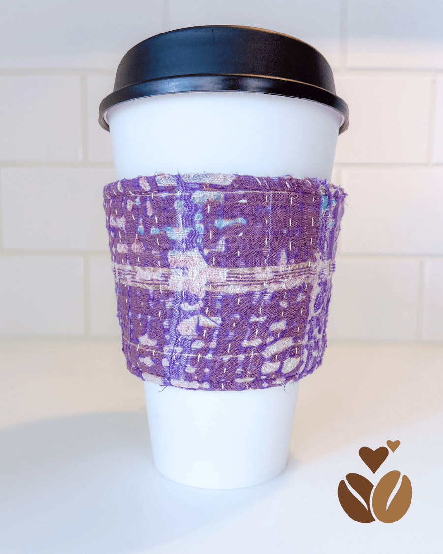 Vintage Kantha Coffee Cozy - Asha Project Kantha - Saree - Handmade