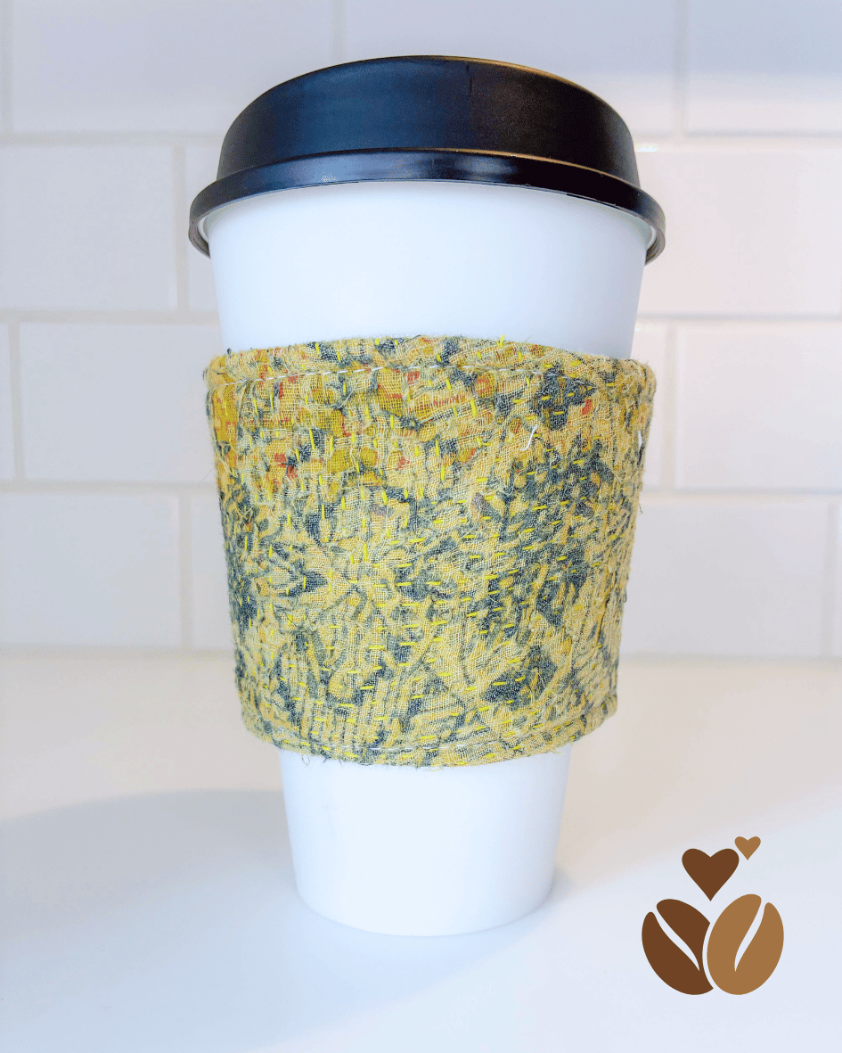 Vintage Kantha Coffee Cozy - Asha Project Kantha - Saree - Handmade