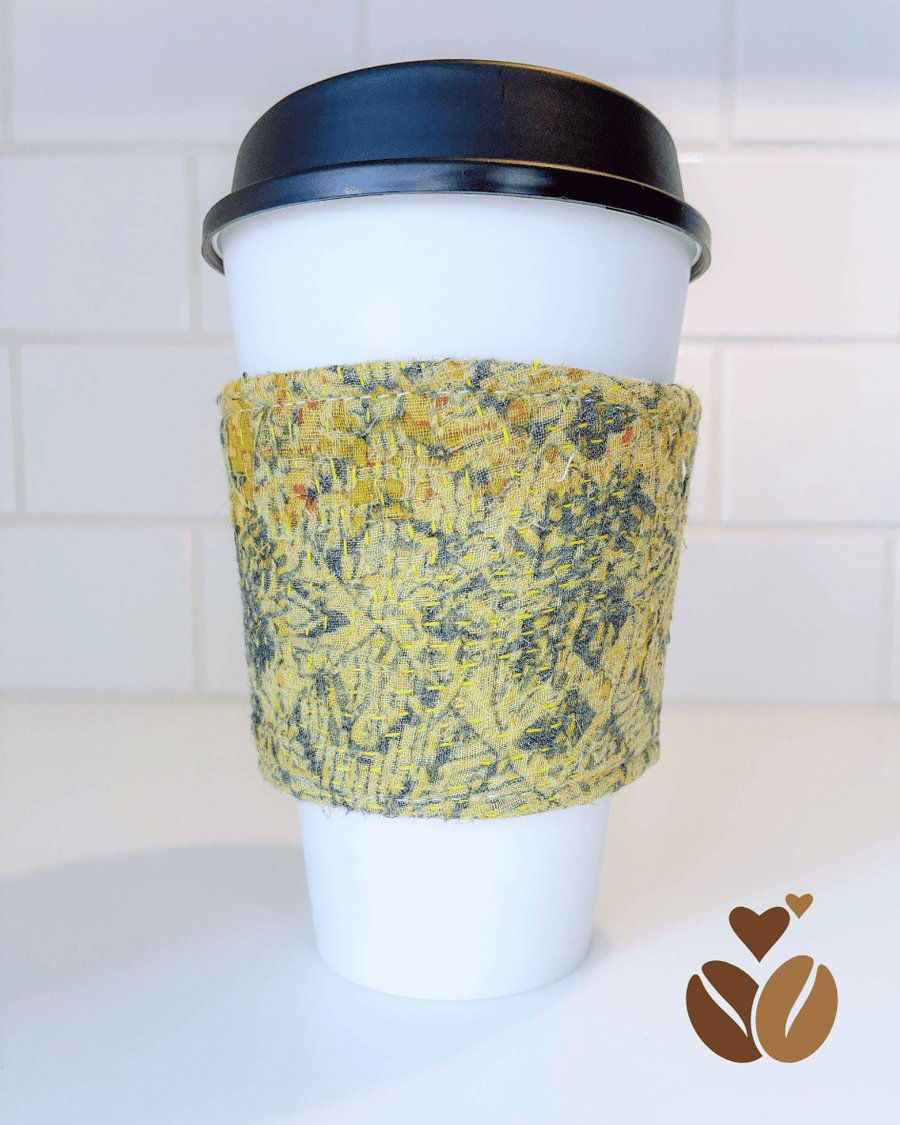 Vintage Kantha Coffee Cozy - Asha Project Kantha - Saree - Handmade