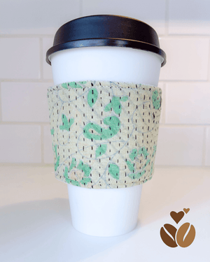 Vintage Kantha Coffee Cozy - Asha Project Kantha - Saree - Handmade