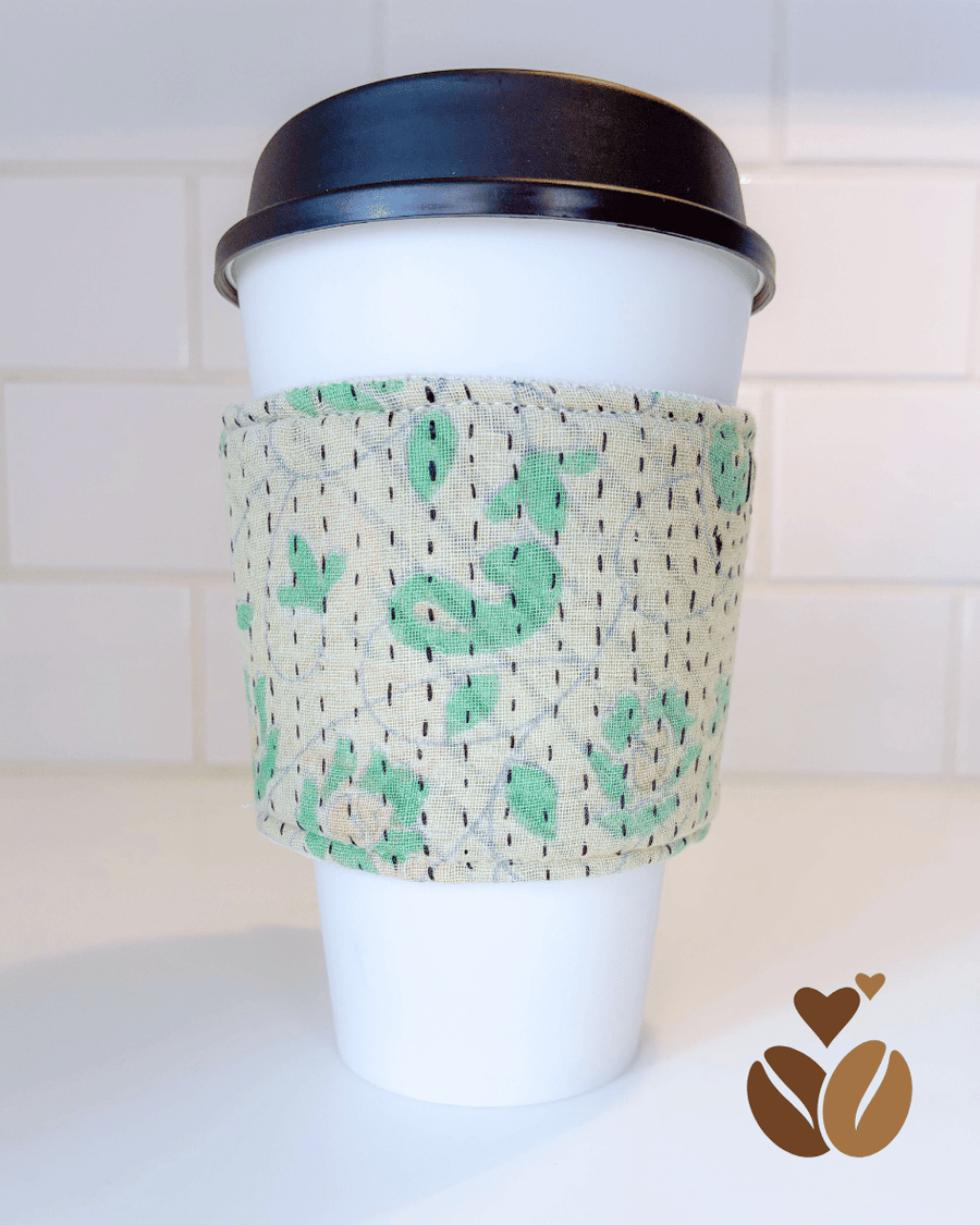 Vintage Kantha Coffee Cozy - Asha Project Kantha - Saree - Handmade