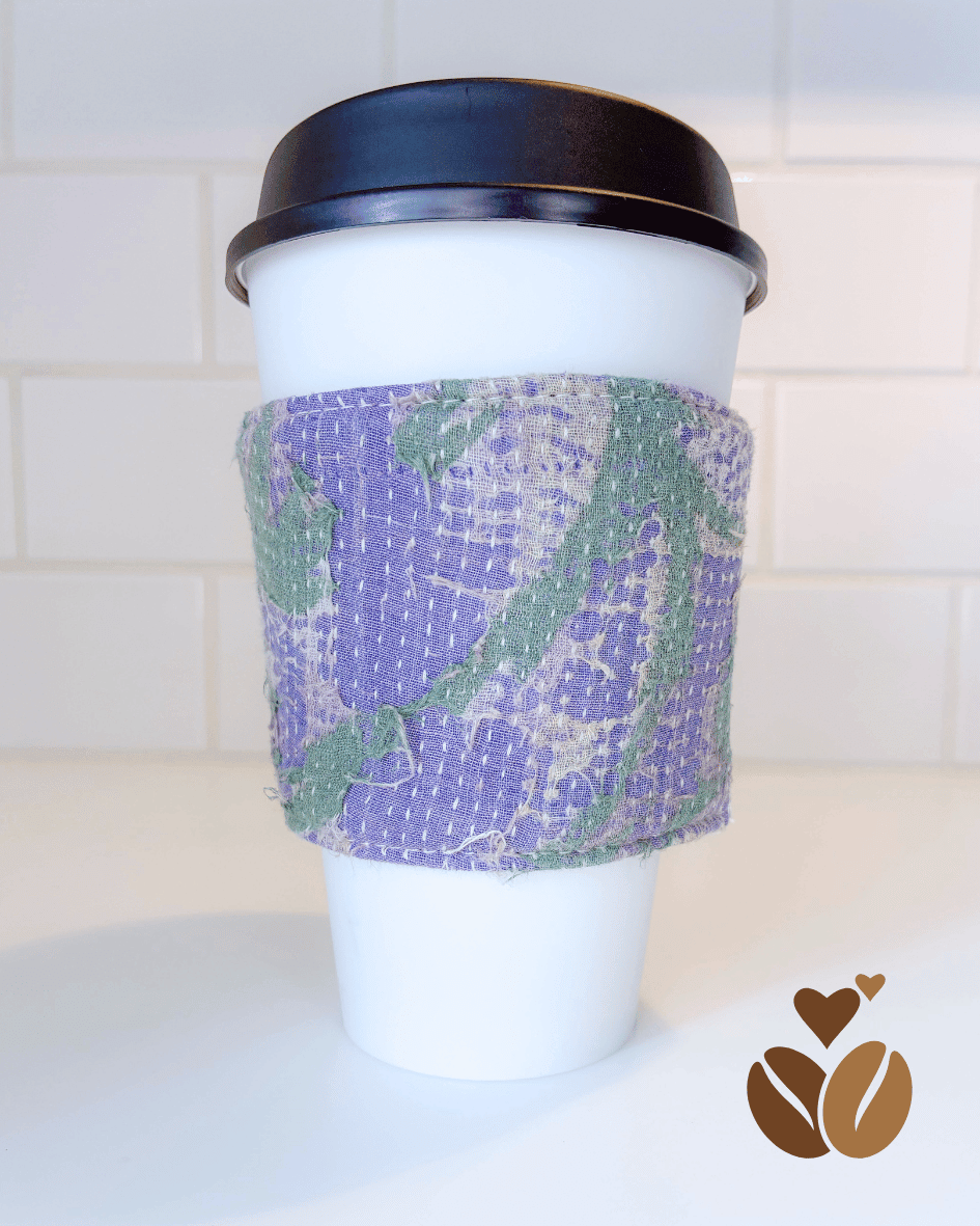 Vintage Kantha Coffee Cozy - Asha Project Kantha - Saree - Handmade
