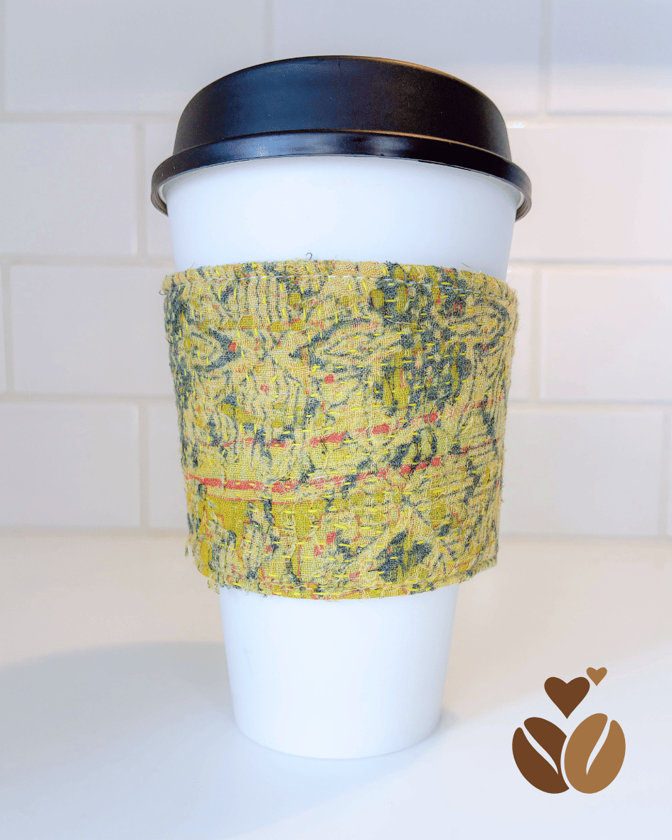 Vintage Kantha Coffee Cozy - Asha Project Kantha - Saree - Handmade