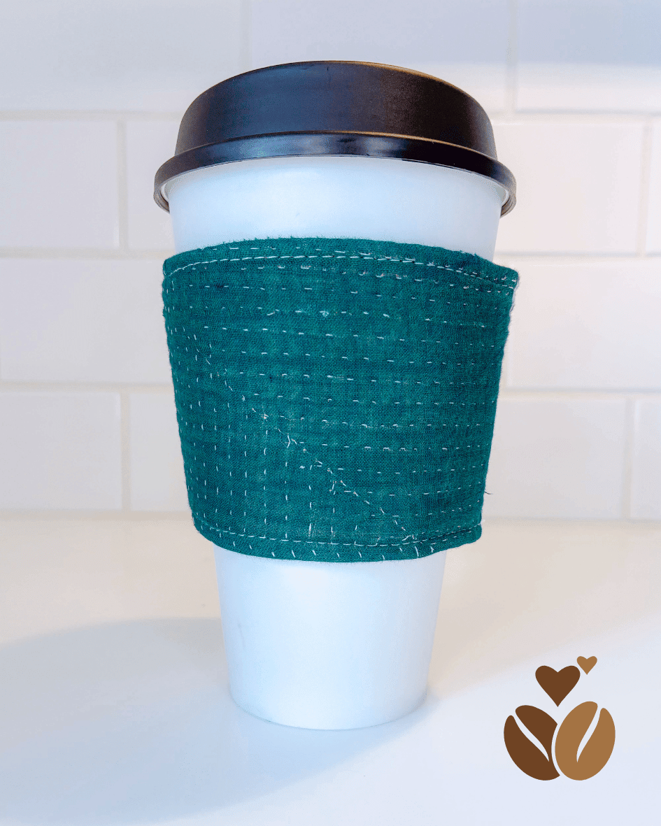 Vintage Kantha Coffee Cozy - Asha Project Kantha - Saree - Handmade