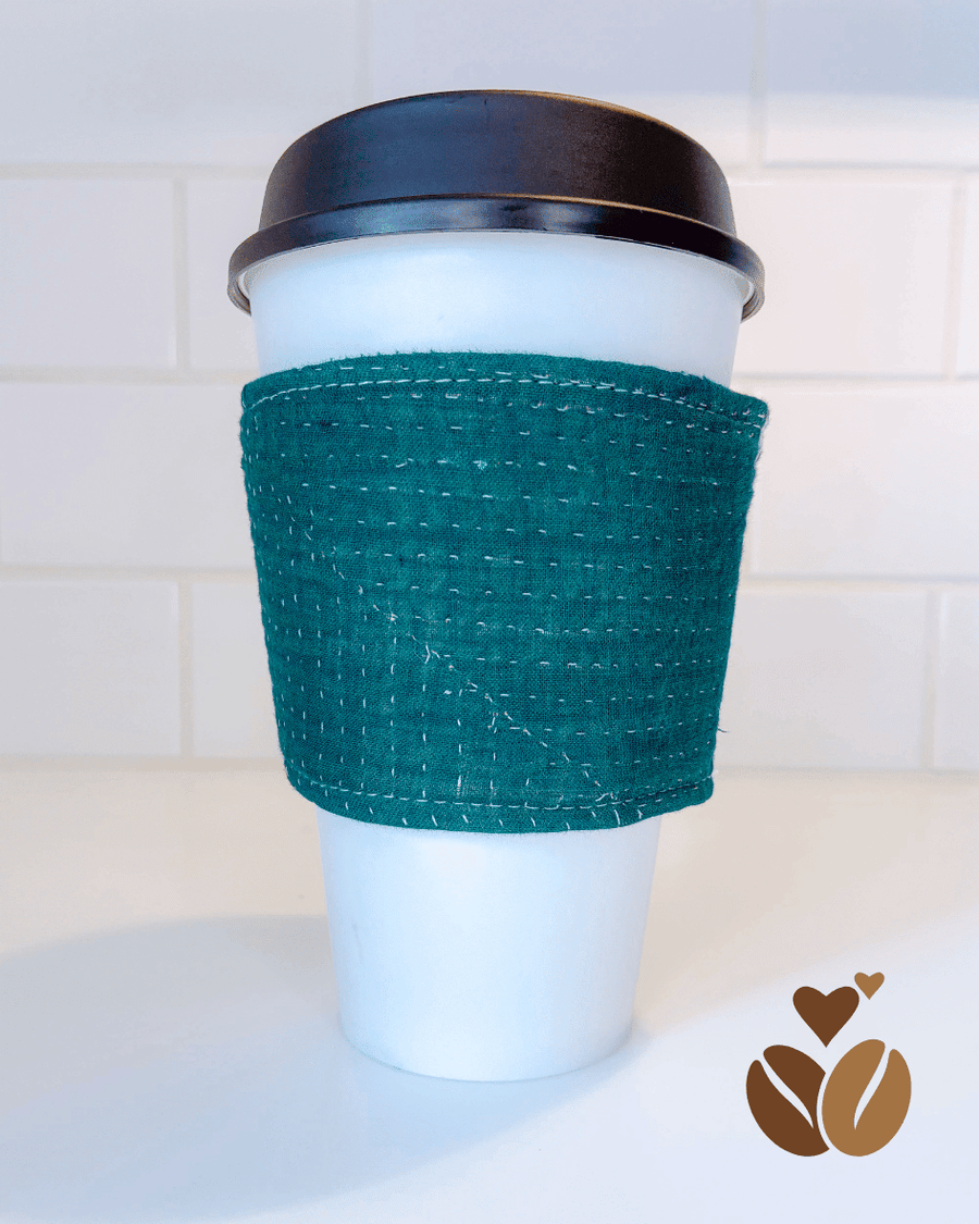 Vintage Kantha Coffee Cozy - Asha Project Kantha - Saree - Handmade