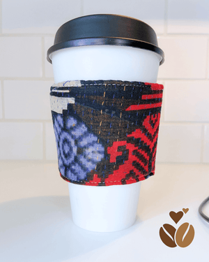 Vintage Kantha Coffee Cozy - Asha Project Kantha - Saree - Handmade