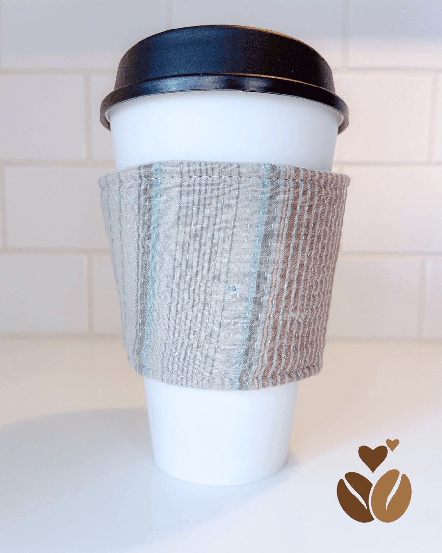 Vintage Kantha Coffee Cozy - Asha Project Kantha - Saree - Handmade